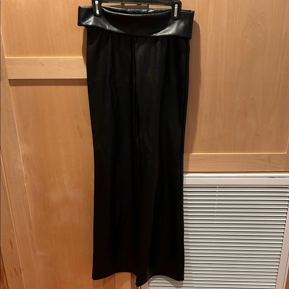 Black Leather pants wide leg KHY